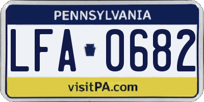PA license plate LFA0682