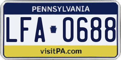 PA license plate LFA0688
