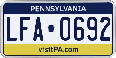 PA license plate LFA0692
