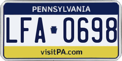 PA license plate LFA0698