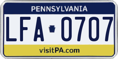 PA license plate LFA0707