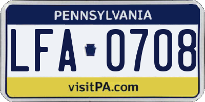 PA license plate LFA0708