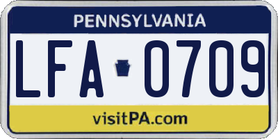 PA license plate LFA0709