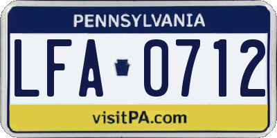 PA license plate LFA0712