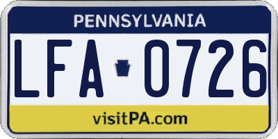 PA license plate LFA0726