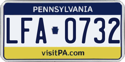 PA license plate LFA0732