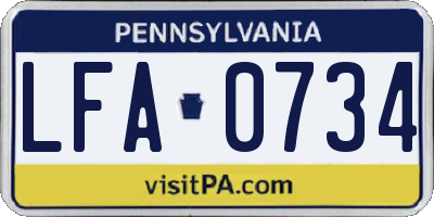 PA license plate LFA0734