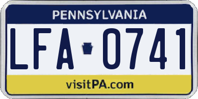 PA license plate LFA0741
