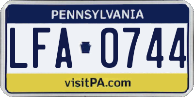 PA license plate LFA0744