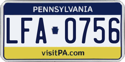 PA license plate LFA0756