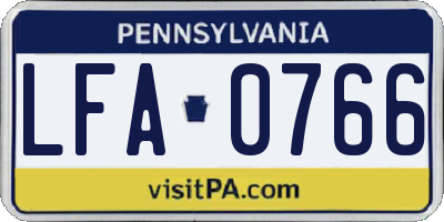 PA license plate LFA0766