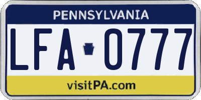 PA license plate LFA0777