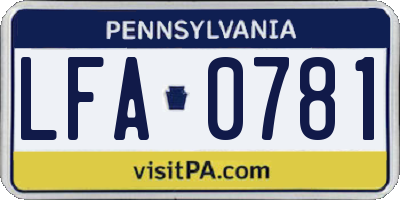 PA license plate LFA0781