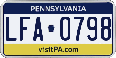 PA license plate LFA0798