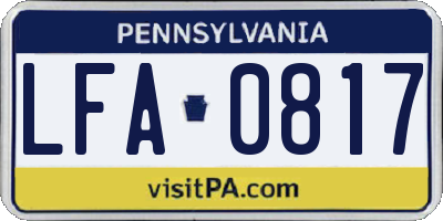 PA license plate LFA0817