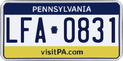PA license plate LFA0831