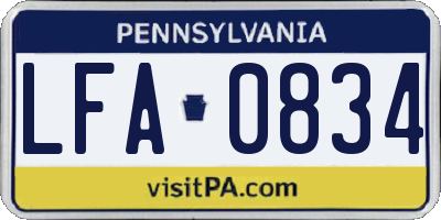 PA license plate LFA0834