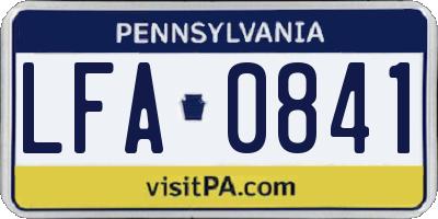 PA license plate LFA0841