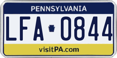 PA license plate LFA0844