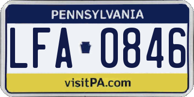 PA license plate LFA0846
