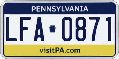 PA license plate LFA0871