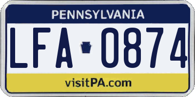 PA license plate LFA0874