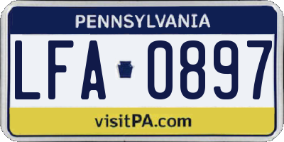PA license plate LFA0897