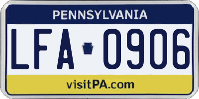 PA license plate LFA0906
