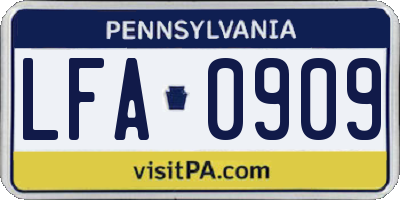 PA license plate LFA0909