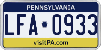 PA license plate LFA0933