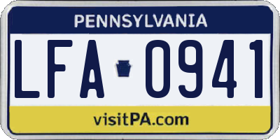 PA license plate LFA0941