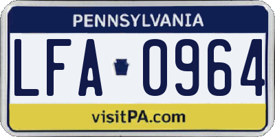 PA license plate LFA0964