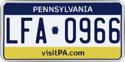 PA license plate LFA0966