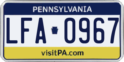 PA license plate LFA0967