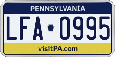 PA license plate LFA0995
