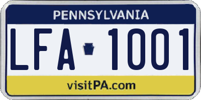 PA license plate LFA1001