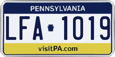 PA license plate LFA1019