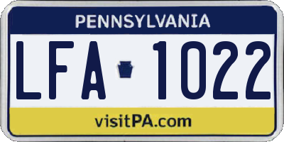 PA license plate LFA1022
