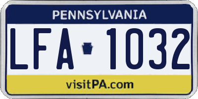 PA license plate LFA1032