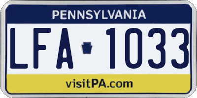 PA license plate LFA1033