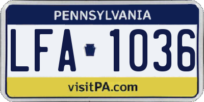 PA license plate LFA1036