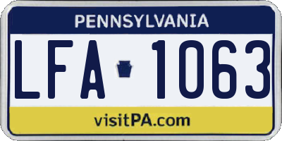 PA license plate LFA1063