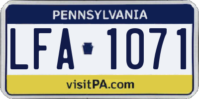 PA license plate LFA1071