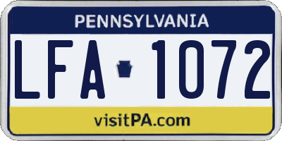 PA license plate LFA1072