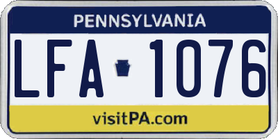 PA license plate LFA1076
