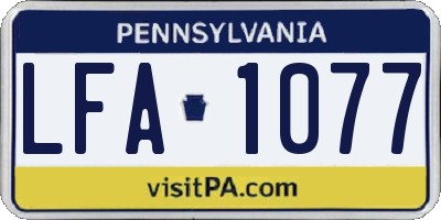 PA license plate LFA1077