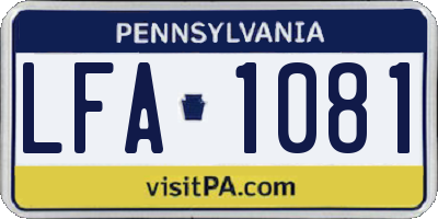 PA license plate LFA1081