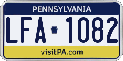 PA license plate LFA1082