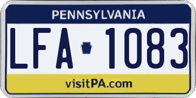 PA license plate LFA1083