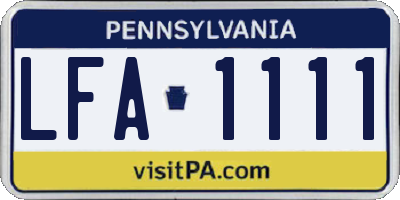 PA license plate LFA1111